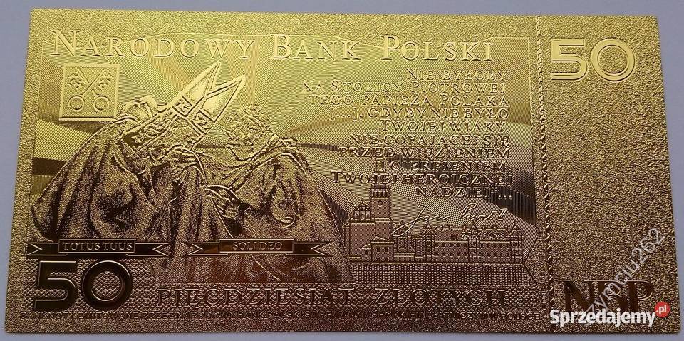 ZŁOTY Banknot 50 Jan Paweł II Etui CERTYFIKAT 24 Sosnowiec