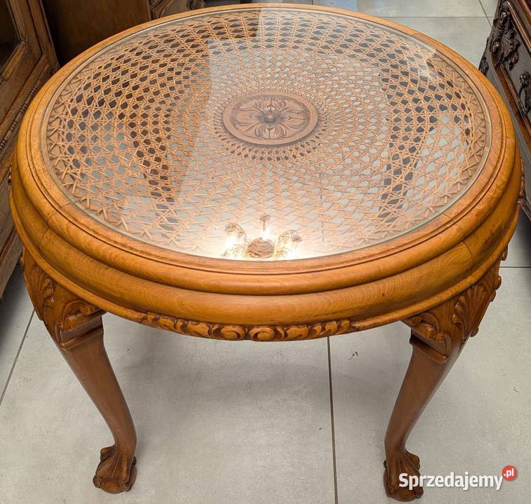 ładny dębowy okrągły stolik na lwich Dąbrowa Górnicza