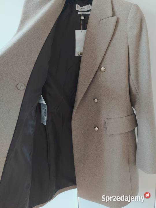 Płaszcz zimowy Mango 38 M brązowy Rozmiar 38(M) Kurtki i płaszcze