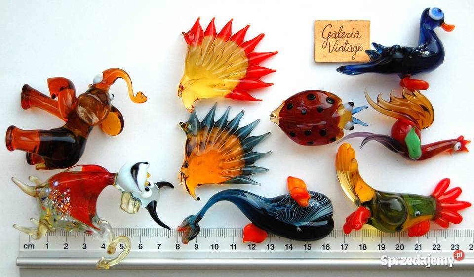 Szklane zwierzątka figurki ze szkła kolorowe Lublin sprzedam