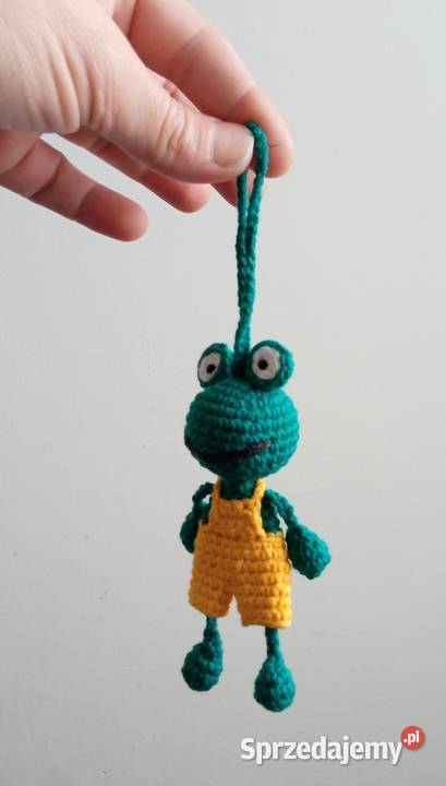 Żabka wykonana na szydełku brelok zawieszka Łask