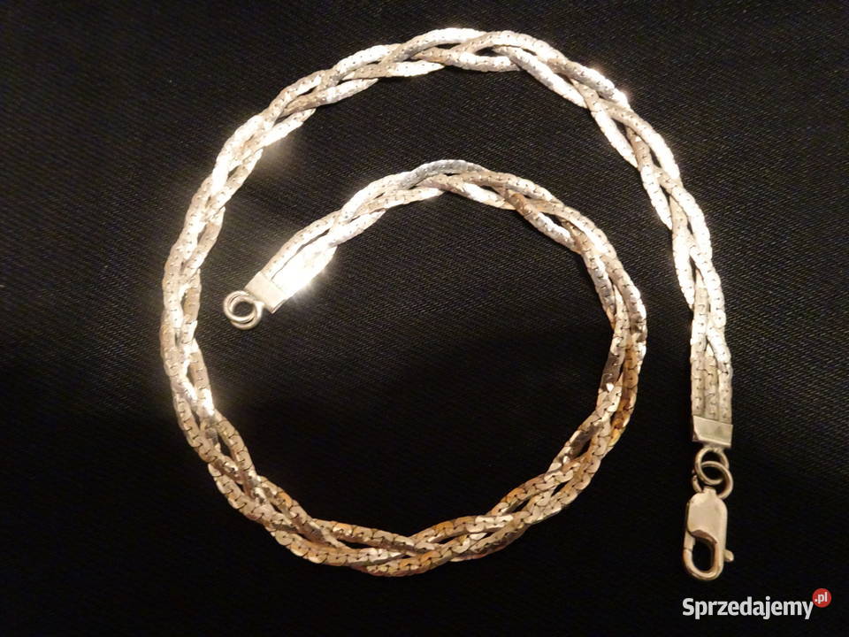 Srebrny naszyjnik płaski pleciony 45 Warszawa