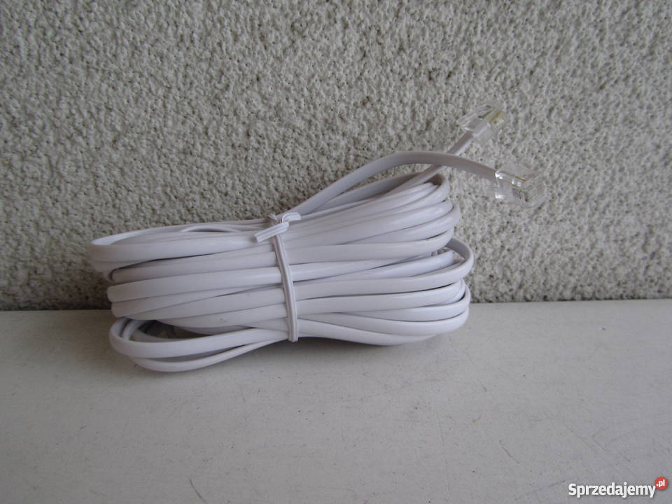Kabel telefoniczny biały wtyk RJ11 6p4c x 2 7m Olecko
