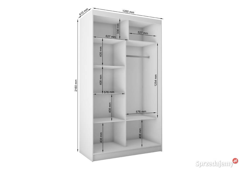 Szafa 120 z drzwiami przesuwnymi i lustrem MODNE Meble Nysa