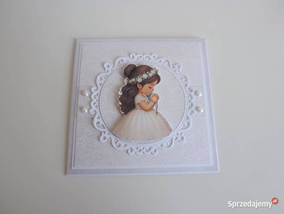 Kartka ręcznie robiona Komunia Święta handmade Rękodzieło