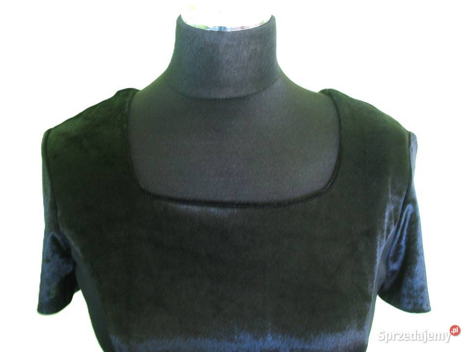 Sukienka czarna maxi 38 M biust 96 welur