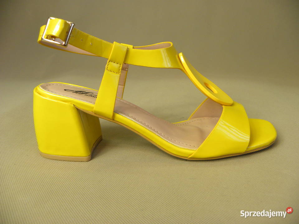 Nowe żółte sandały damskie żółty/złoty