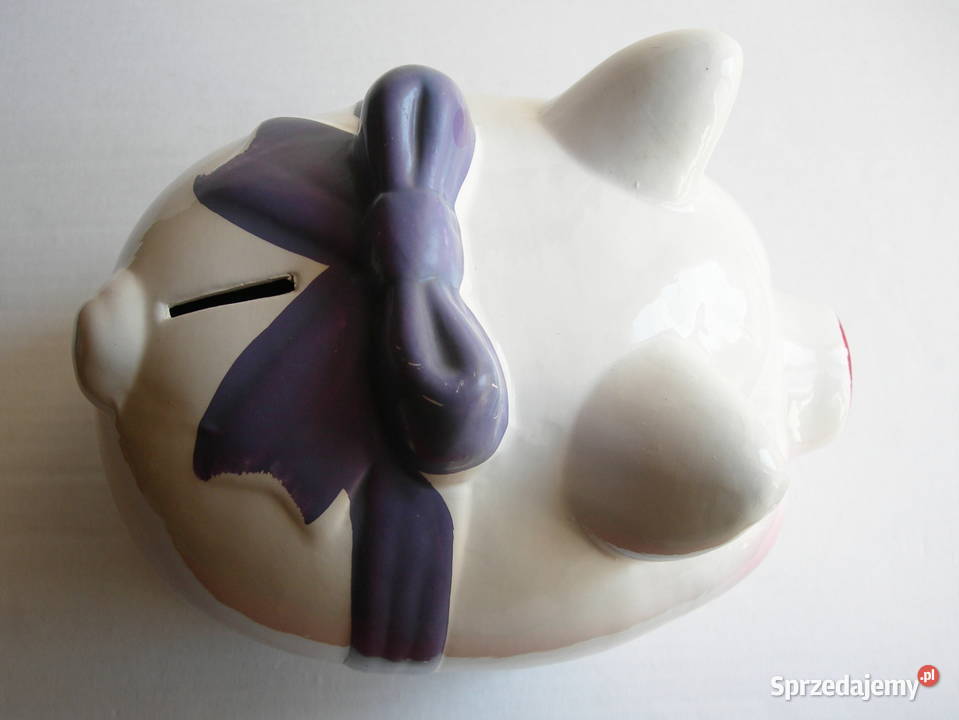 duża świnka skarbonka vintage ceramika biały Częstochowa sprzedam