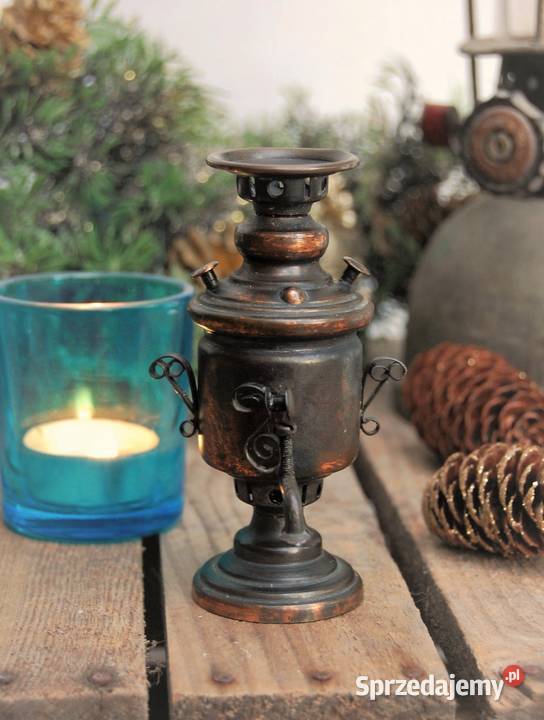 Samowar miniatura figurka metaloplastyka Rosja odcienie brązowego Lublin