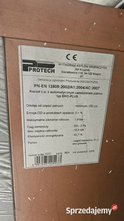 Piec kocioł na ekogroszek CO Protech Siemonia