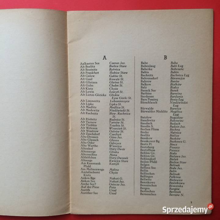 2159 Słowniczek Nazw Miejscowości Ziemi Antyki, Sztuka, Kolekcje Szczecin