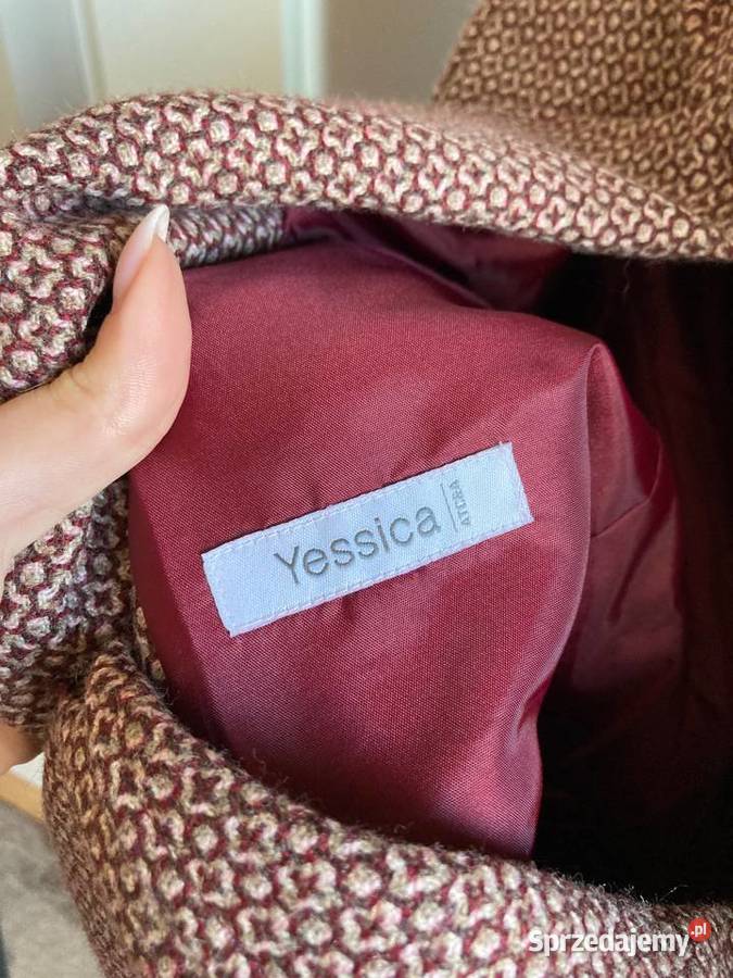 Nowy bordowy żakiet Yessica wełna CA pepitka M podkarpackie Nisko