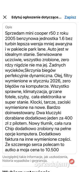 Mini cooper r50 zero rdzy 1600cm3