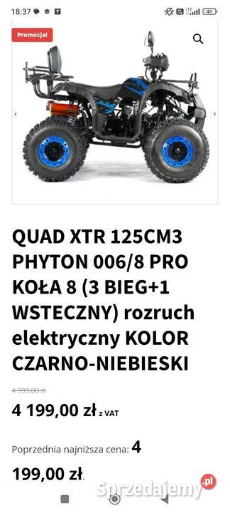 Quad xtr phyton pro raicng 125cc 3 1 wsteczny nieuszkodzony podlaskie Skłody Borowe