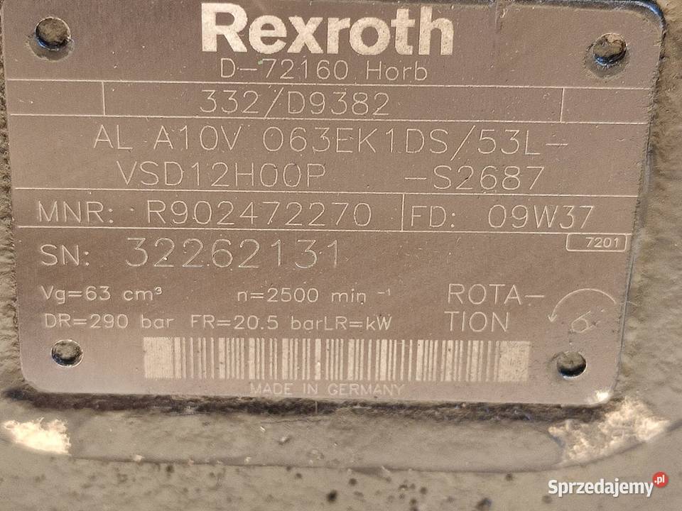 Pompa hydrauliczna Rexroth R902472270 AL A10V wielkopolskie Wilkowo