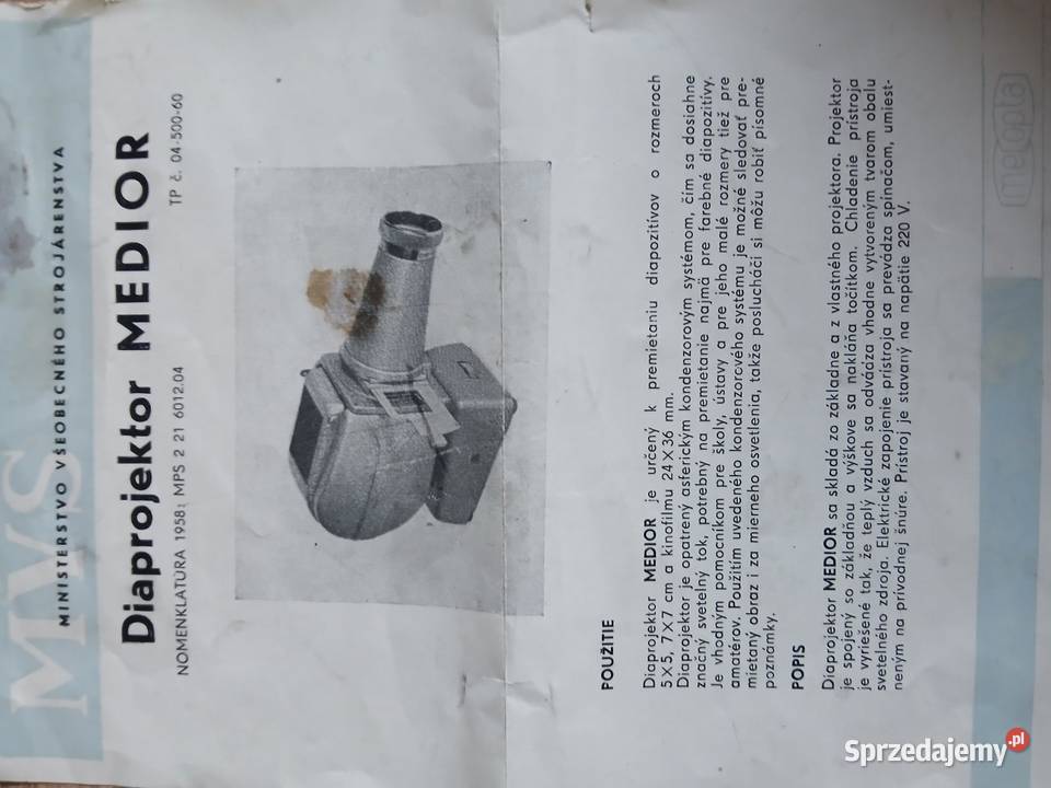 Projektor firmy Meopta model Medior Kraków