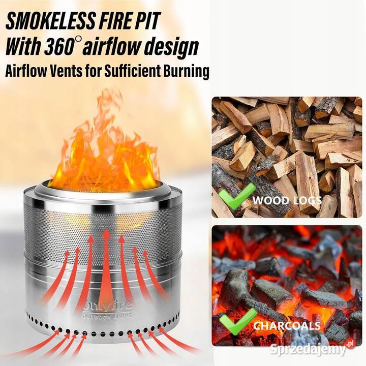 Bezdymne palenisko palone drewnem stal Myszyniec