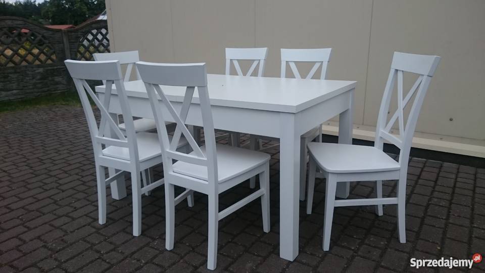 Krzesło solidne białe siwe do jadalni producent krzyżak