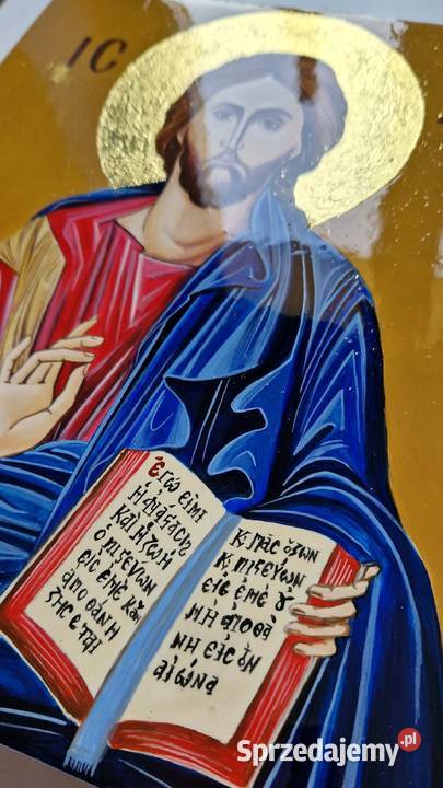 Ikona Jezus Pantokrator wykonana ręcznie na małopolskie Nowy Sącz