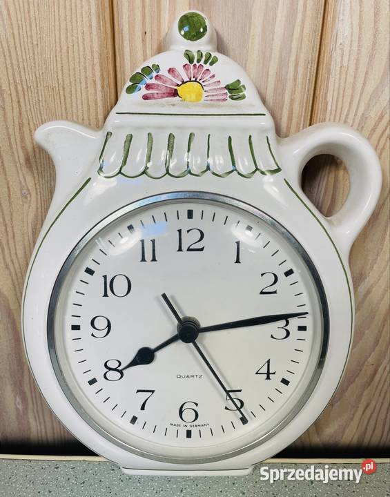 Ceramiczny zegar malowany ludowy Vintage Porcelana i szkło Rzeszów sprzedam