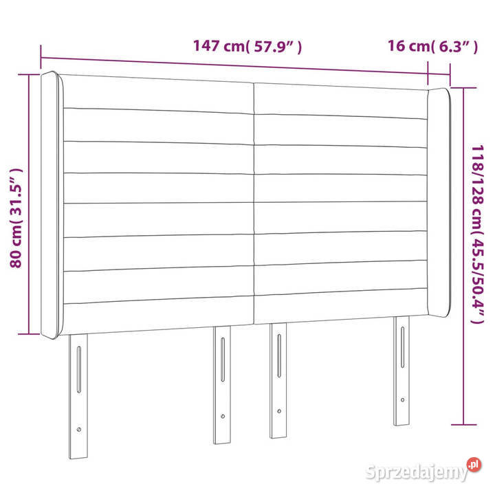 Zagłówek do łóżka z LED taupe 147x16x118128 Warszawa