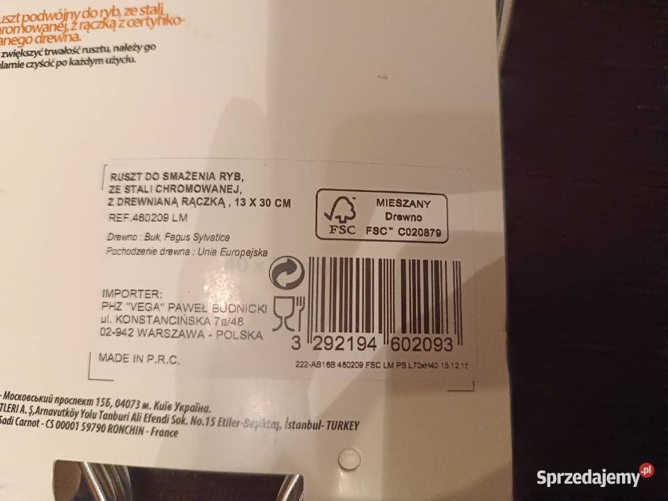 Ruszt do smażenia grillowania ryb firma NATERIAL sprzedam
