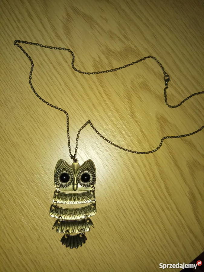 Naszyjnik wisior z łańcuszkiem sowa stare złoto Pszczyna
