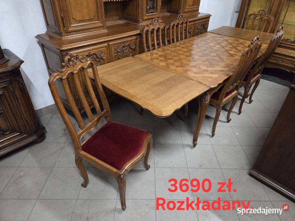 Piękne stoły dębowe z krzesłami stan transport Kleczew