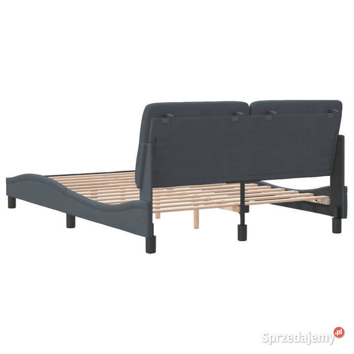 Rama łóżka bez materaca ciemnoszara aksamitna 74cm Łóżka