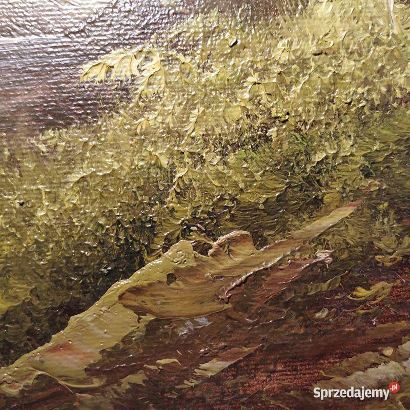 vintage obraz olejny na płótnie pejzaż górski Piła