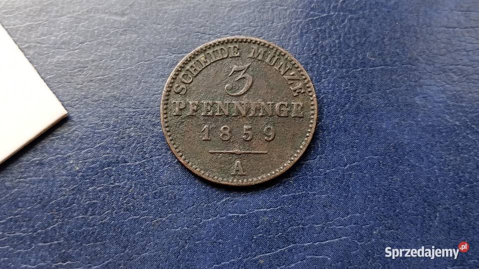 Stare monety 3 fenigi 1859 Niemcy Lesko sprzedam