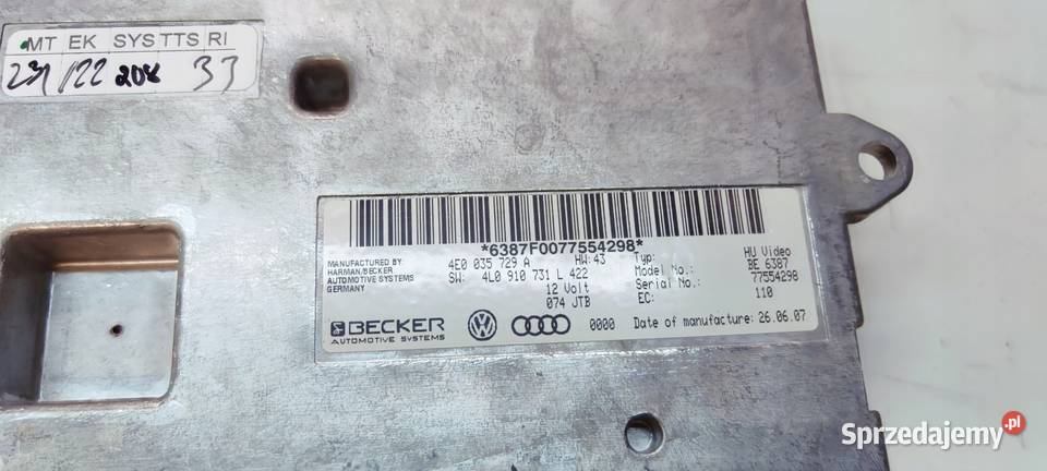 STEROWNIK MODUŁ MMI WYŚWIETLACZA A6 C6 Q7 4L A8 Przystajń