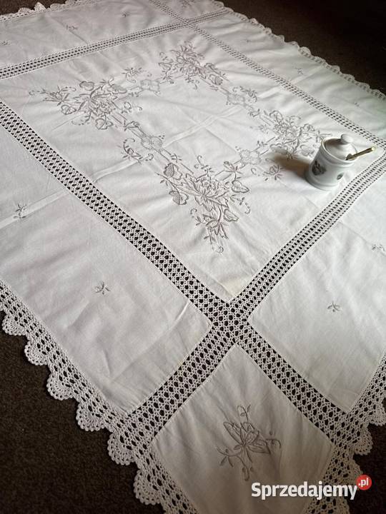 obrus szydełkowy haftowany rękodzieło śląskie sprzedam