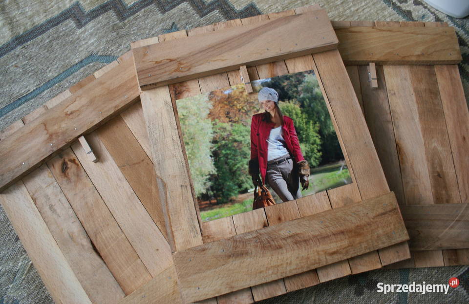 3x ramka drewniana na zdjecie obraz tryptyk Dekoracje i ozdoby Krosno