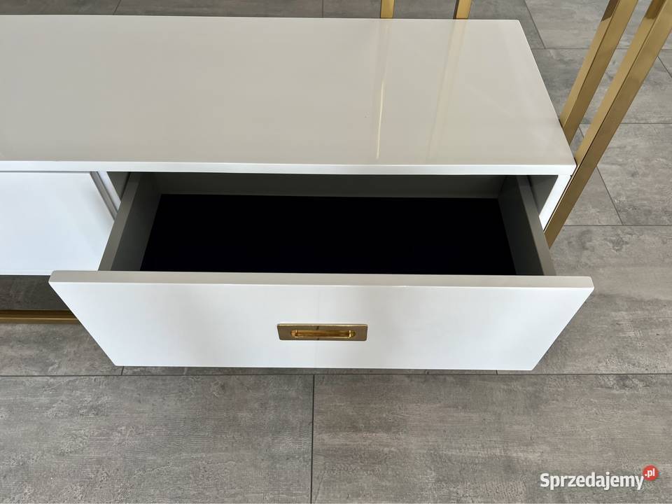 Złoty regał Glamour Premium z szufladami biała Nowy Sącz sprzedam