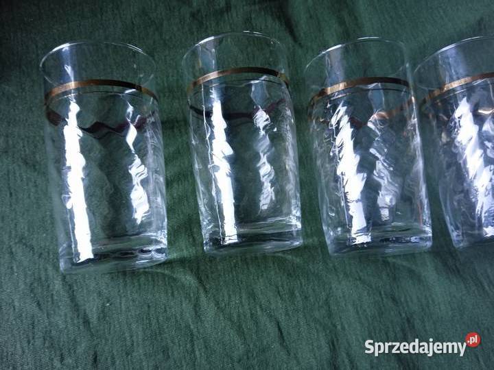 Komplet 5 szklaneczek literatek PRL Porcelana i szkło wielkopolskie Koźminek