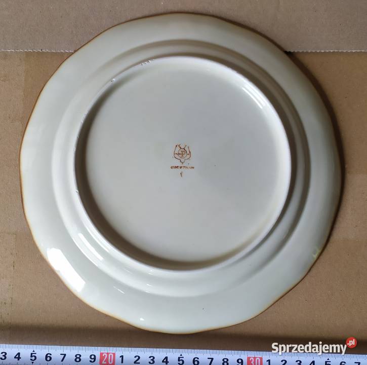 533 TALERZE duże 3 sztuki brązowe płaskie RETRO Łódź