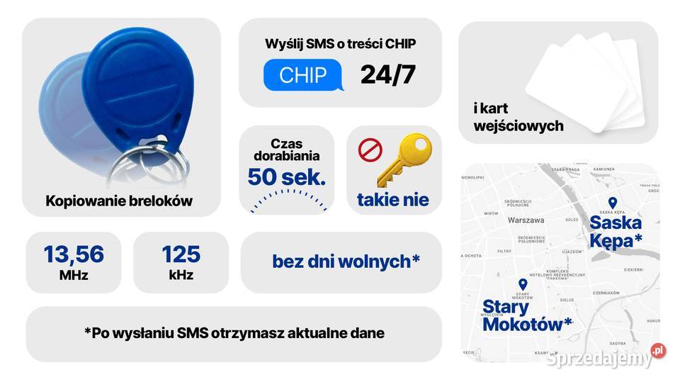 Kopiowanie chip kart breloków RFID pestka Pozostałe usługi Warszawa