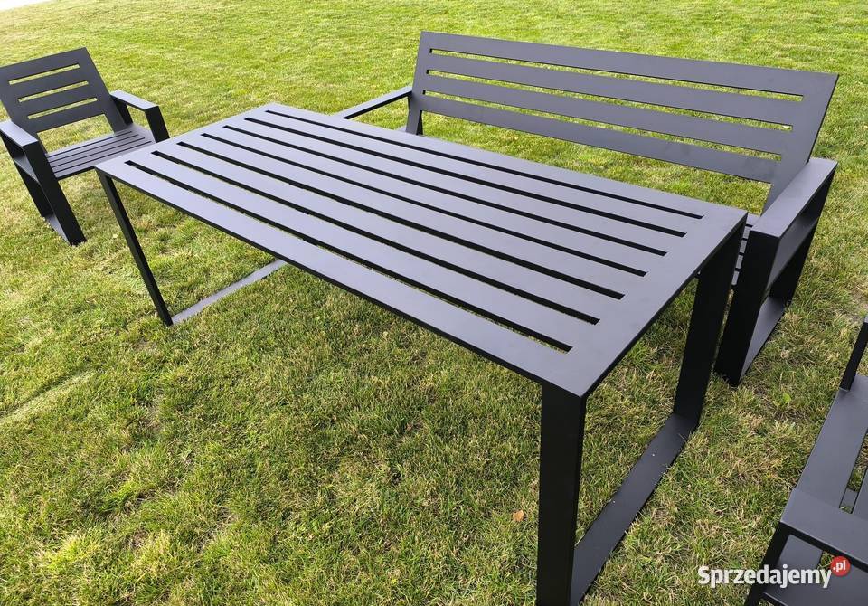 Zestaw mebli tarasowychogrodowych loft ze stali czarny Radomsko