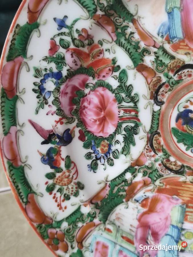Antyczny talerz porcelanowy Famille Rose lubelskie Janów Lubelski