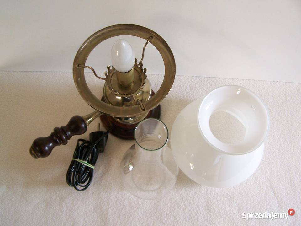 Lampa stołowa nocna w stylu retro szkło mleczne zachodniopomorskie Koszalin