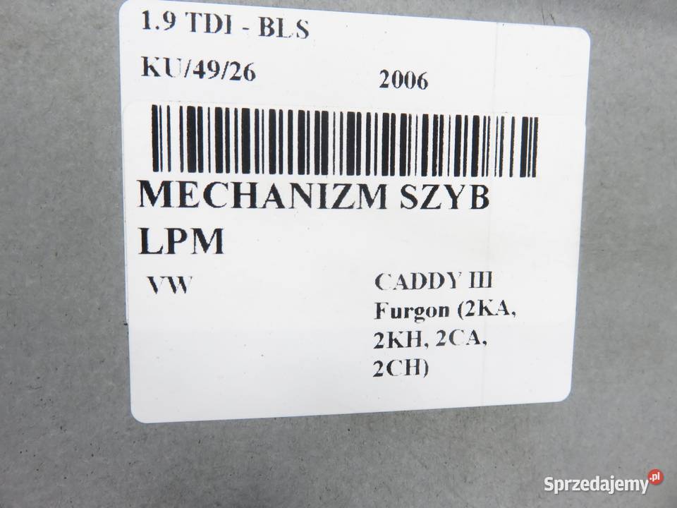 PODNOŚNIK SZYBY LEWY PRZEDNI VW CADDY III