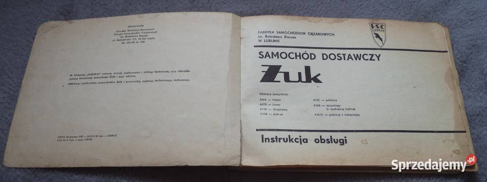 Samochód dostawczy Żuk Instrukcja obsługi 1982