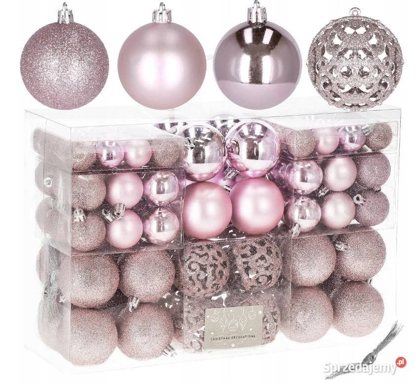 BOMBKI CHOINKOWE ZESTAW XXL 100 RÓŻOWE WZORY łódzkie Łódź