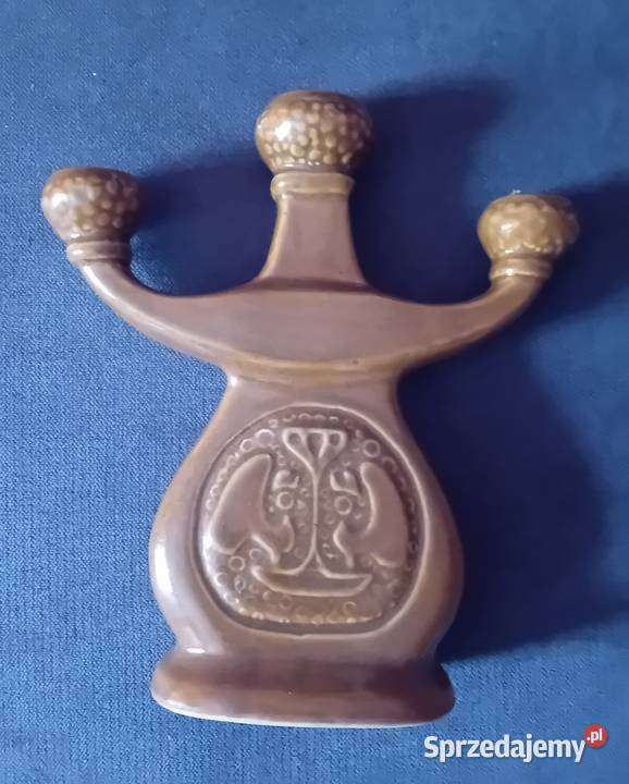 Trójramienny świecznik ceramiczny Bochnia PRL Koźminek