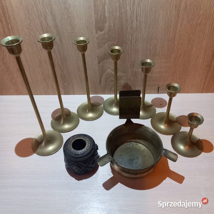 Antyczne swieczniki lichtarz i popielnica Łódź sprzedam