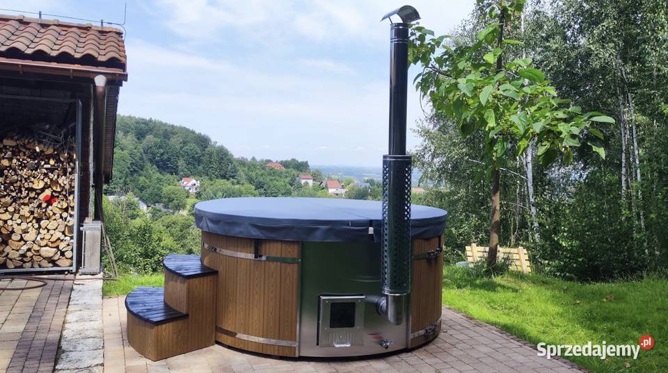 Balia Ogrodowa SPA Bania Ø 225 x H105cm 20 dysz piec na drewno grzałka 3 kW