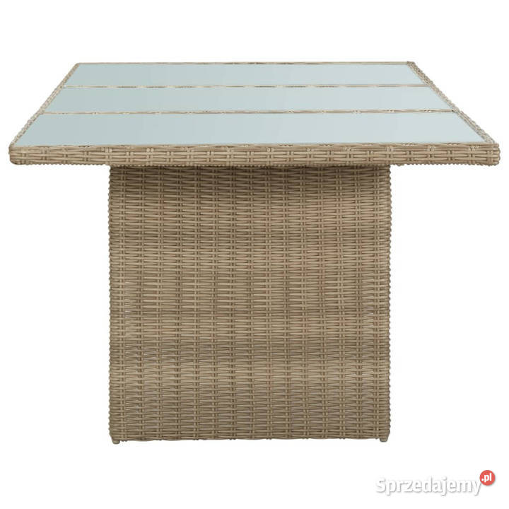 Stół ogrodowy brązowy 200x100x74 szkło i rattan Warszawa