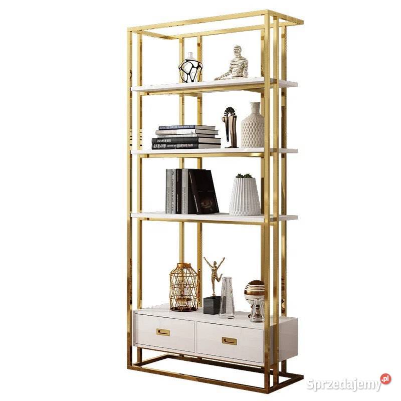 Złoty regał Glamour Premium z szufladami biała Nowy Sącz sprzedam