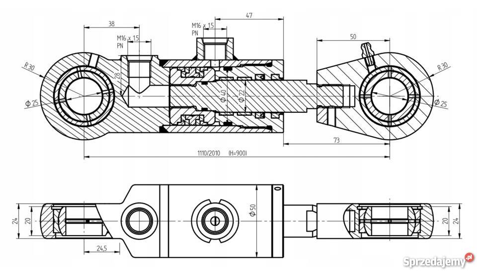 Siłownik Hydrauliczny 40x22 Skok 900 Mocowania Solec Kujawski